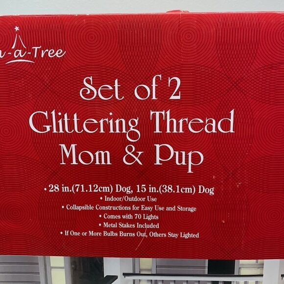 trim a tree set of 2 Glittering thread mom & pup dog Christmas outdoor - Picture 4 of 5